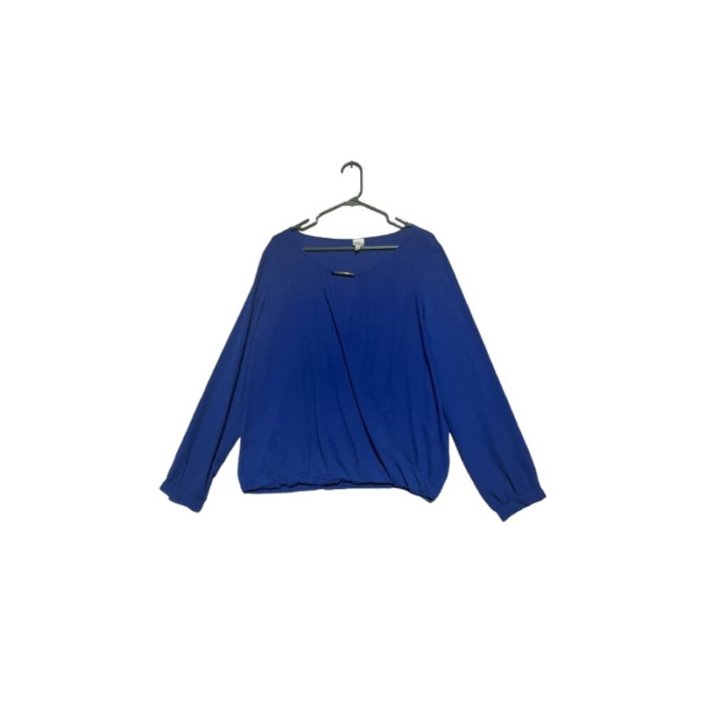 Cover Stitched Wrap Keyhole Blouse Women's Size XL